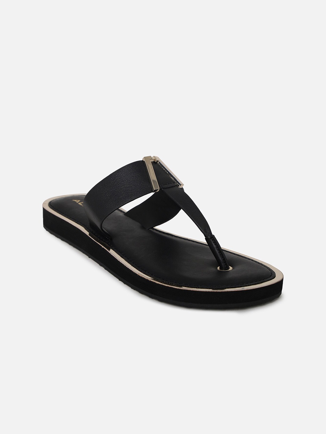 

ALDO Women Black Embellished T-Strap Flats