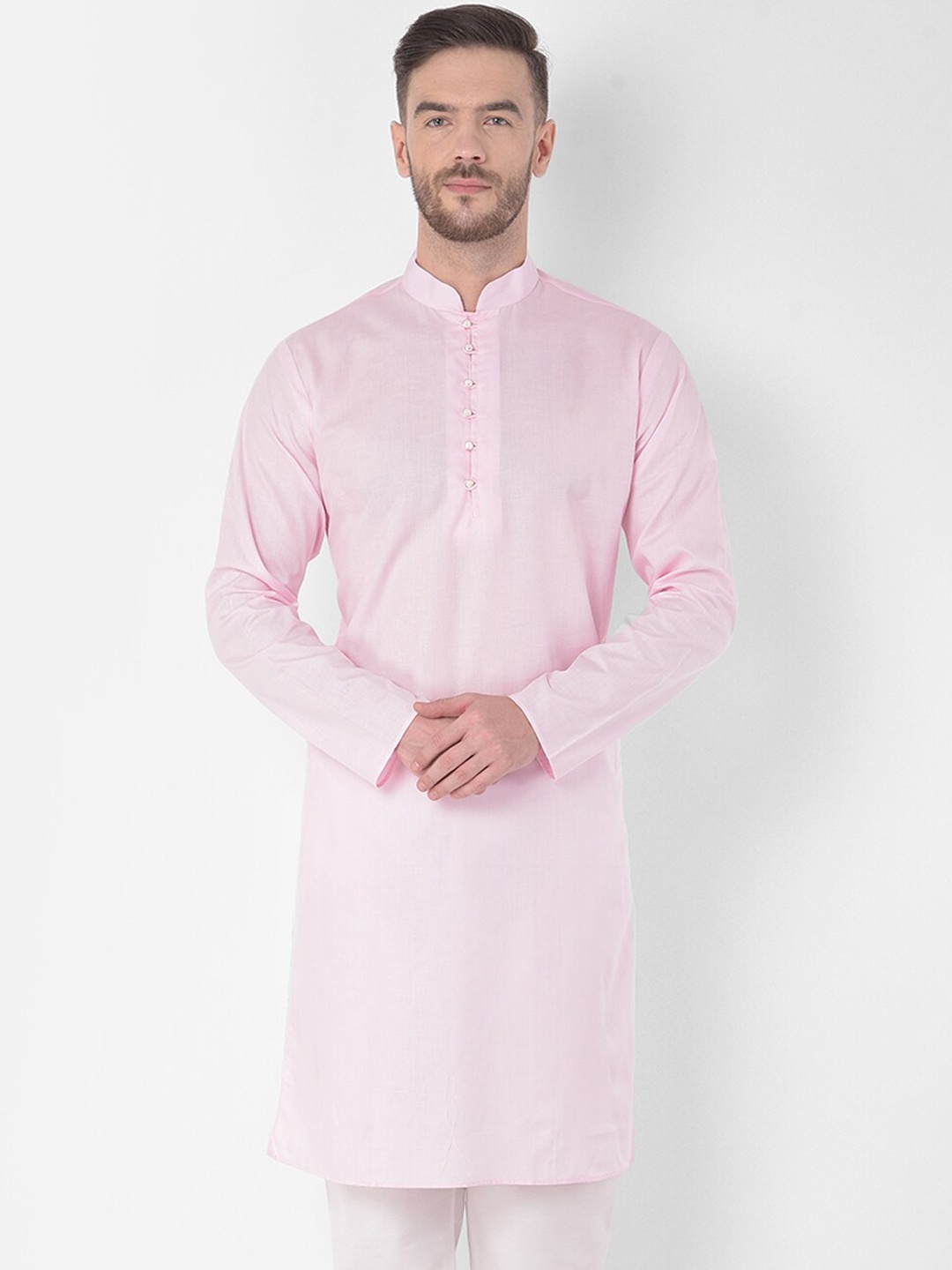 

SG LEMAN Men Pink Handloom Kurta