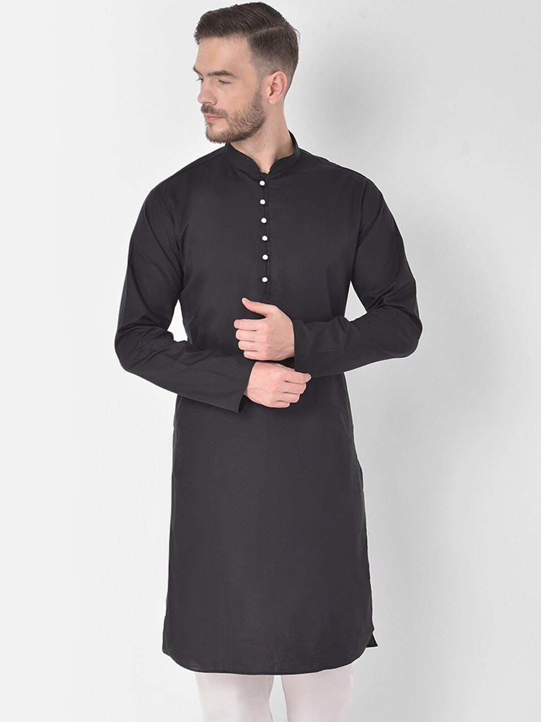 

SG LEMAN Men Black Flared Sleeves Handloom Kurta