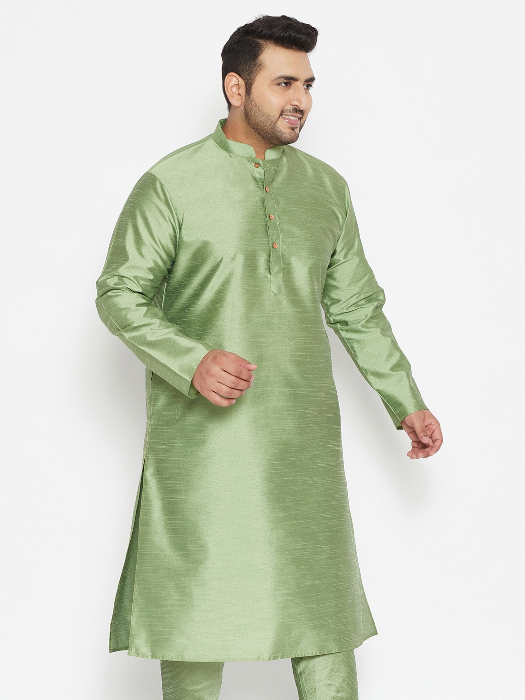 

VASTRAMAY Men Green & gray green Thread Work Kurta