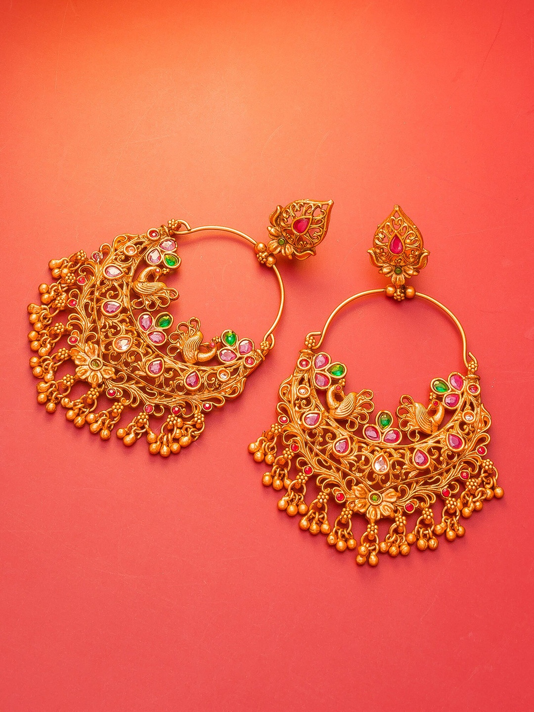 

aadita Gold-Toned and Plated Contemporary Chandbalis Earrings