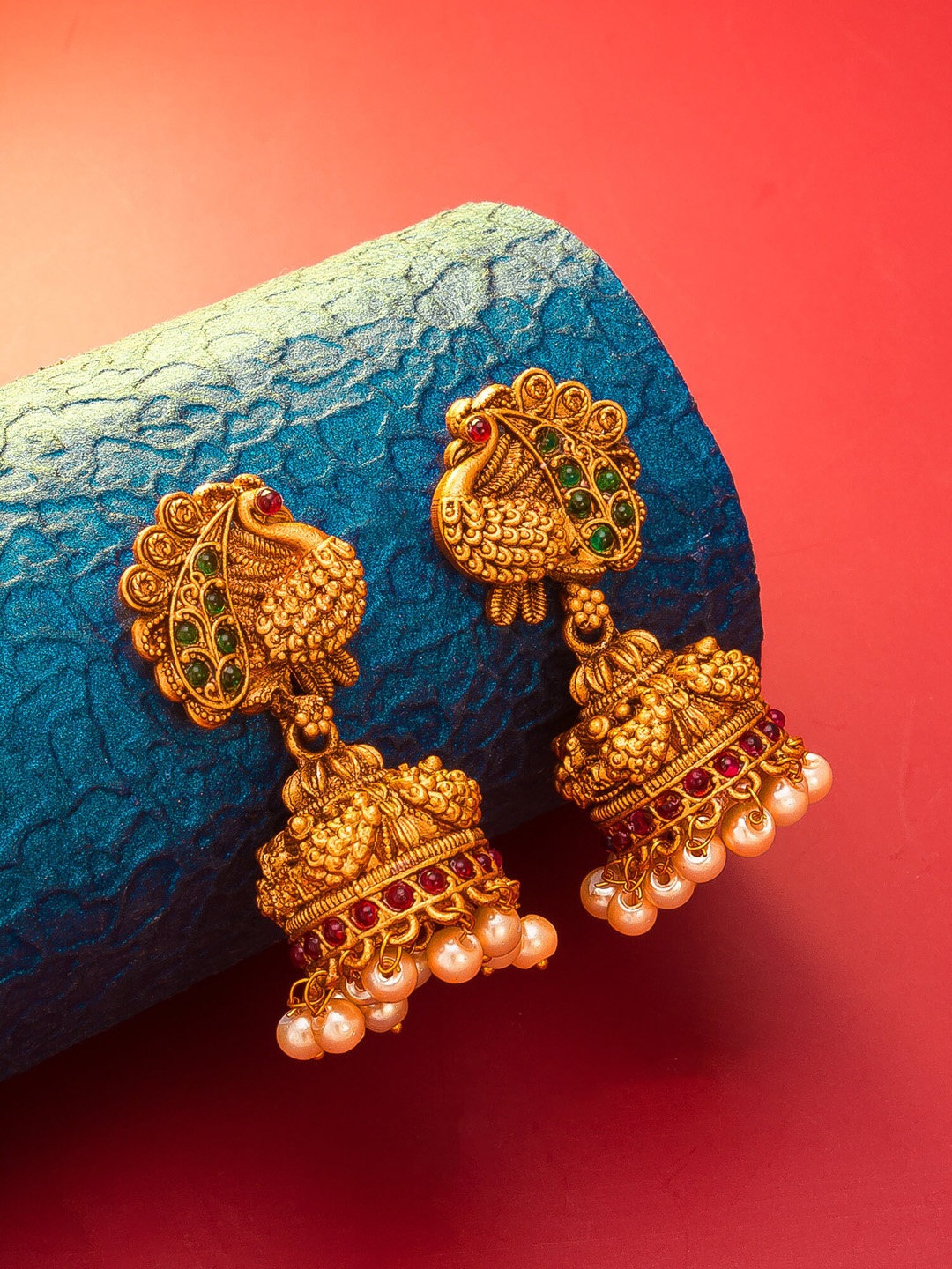

aadita Gold-Toned and Plated Contemporary Jhumkas Earrings