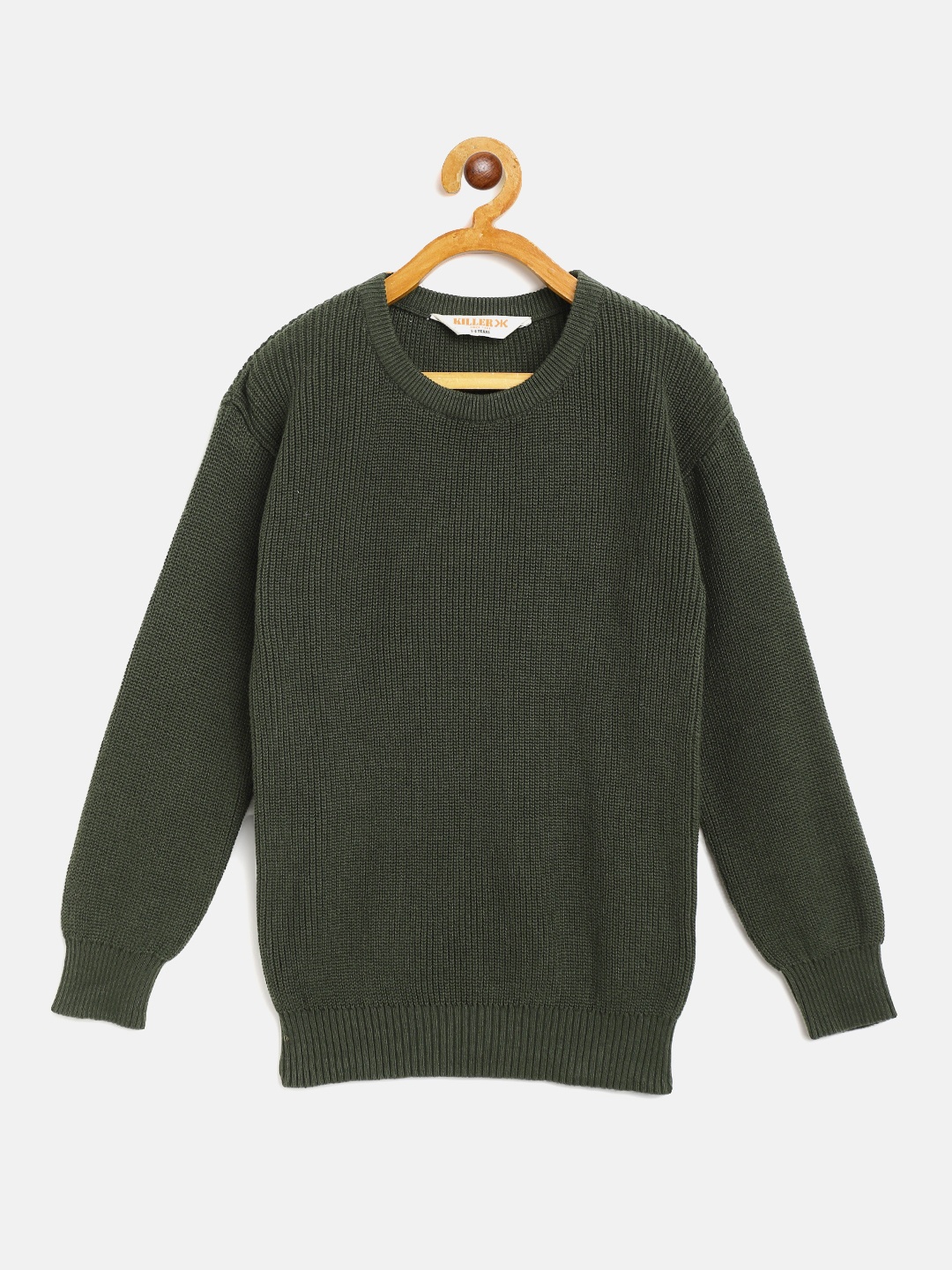 

Killer Boys Olive Green Pure Cotton Solid Pullover