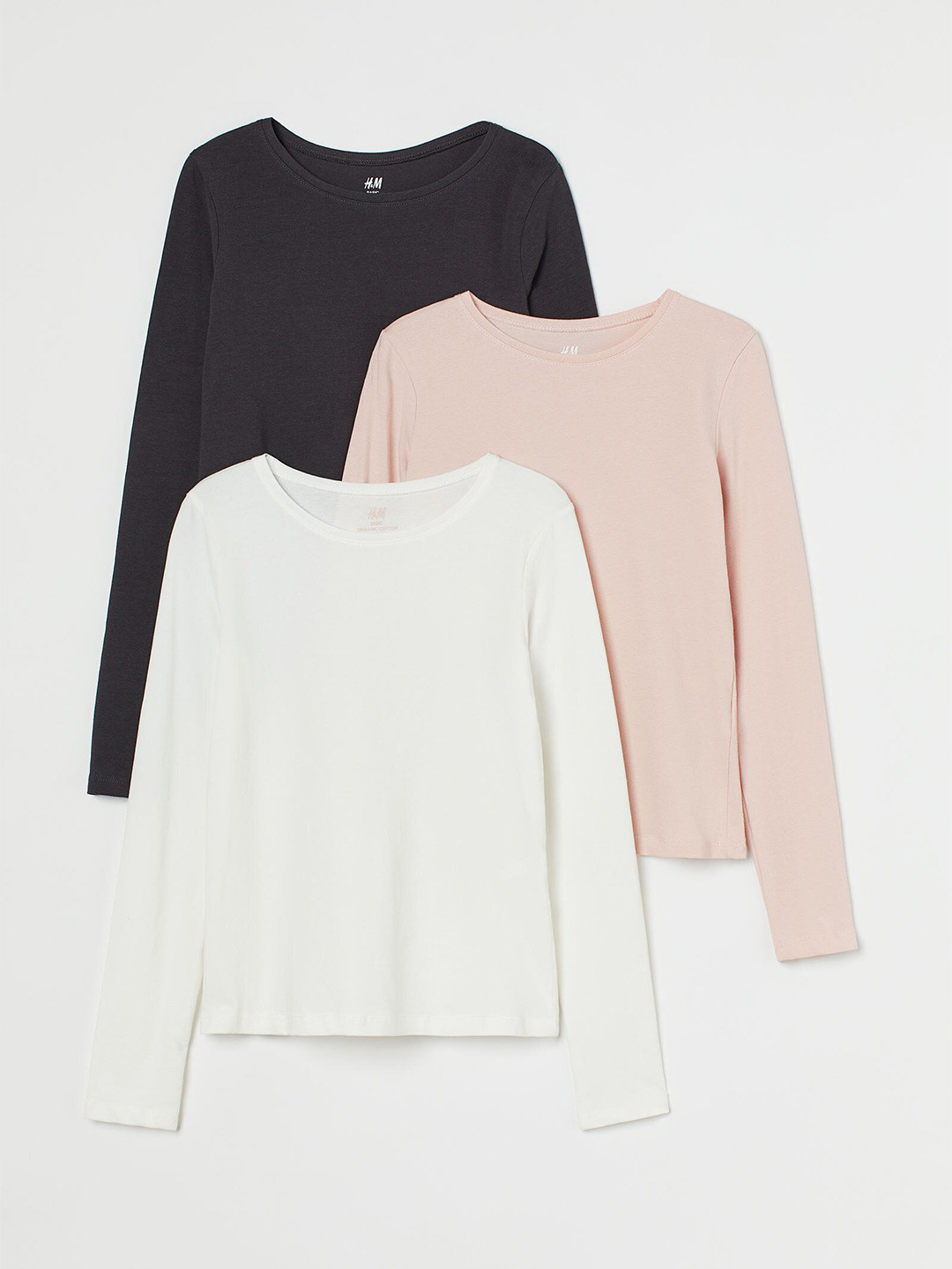 

H&M Girls White Grey & Pink 3-Pack Jersey Tops