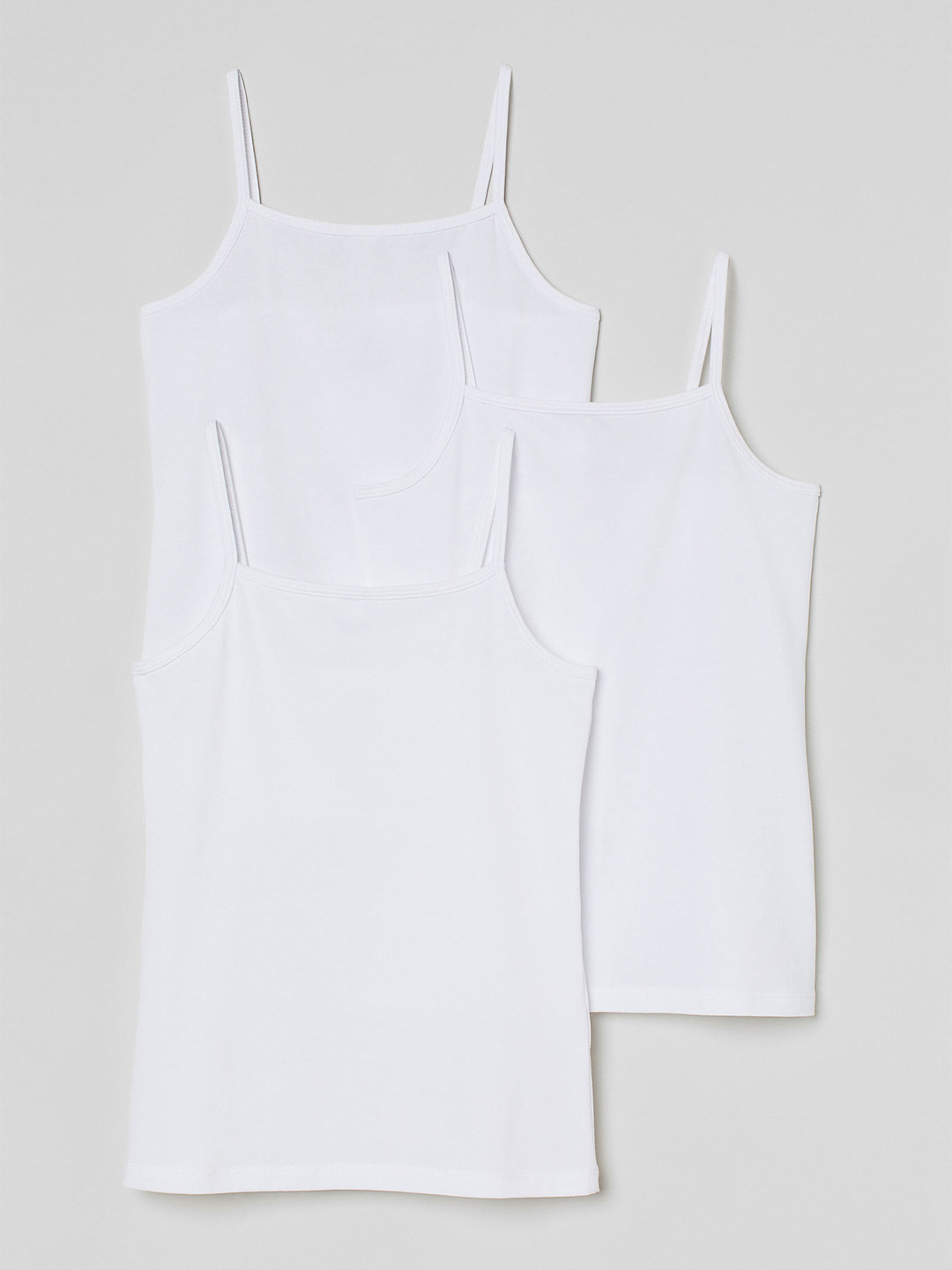 

H&M Girls White 3-Pack Cotton Strappy Tops