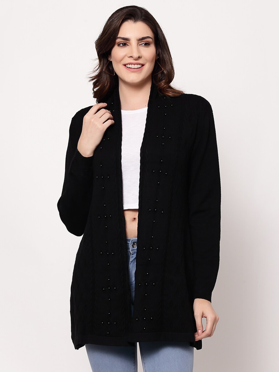 

Mafadeny Women Black Longline Shrug