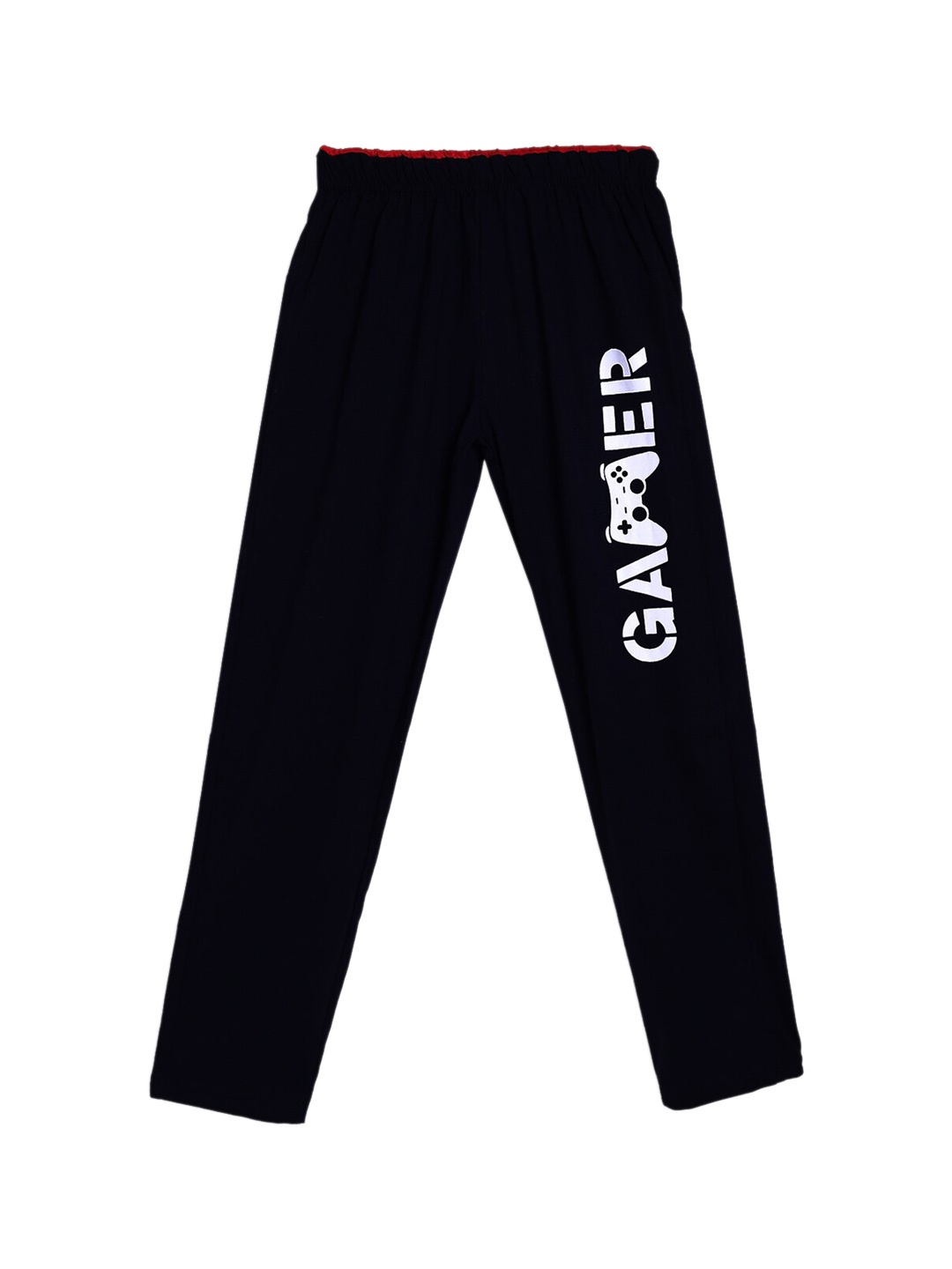 

SWEET ANGEL Boys Black & White Typography Printed Straight-Fit Pure Cotton Track Pants