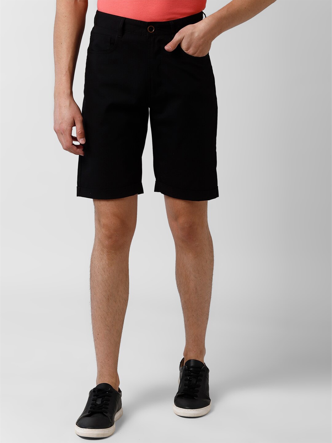 

Peter England Casuals Men Black Slim Fit Regular Shorts