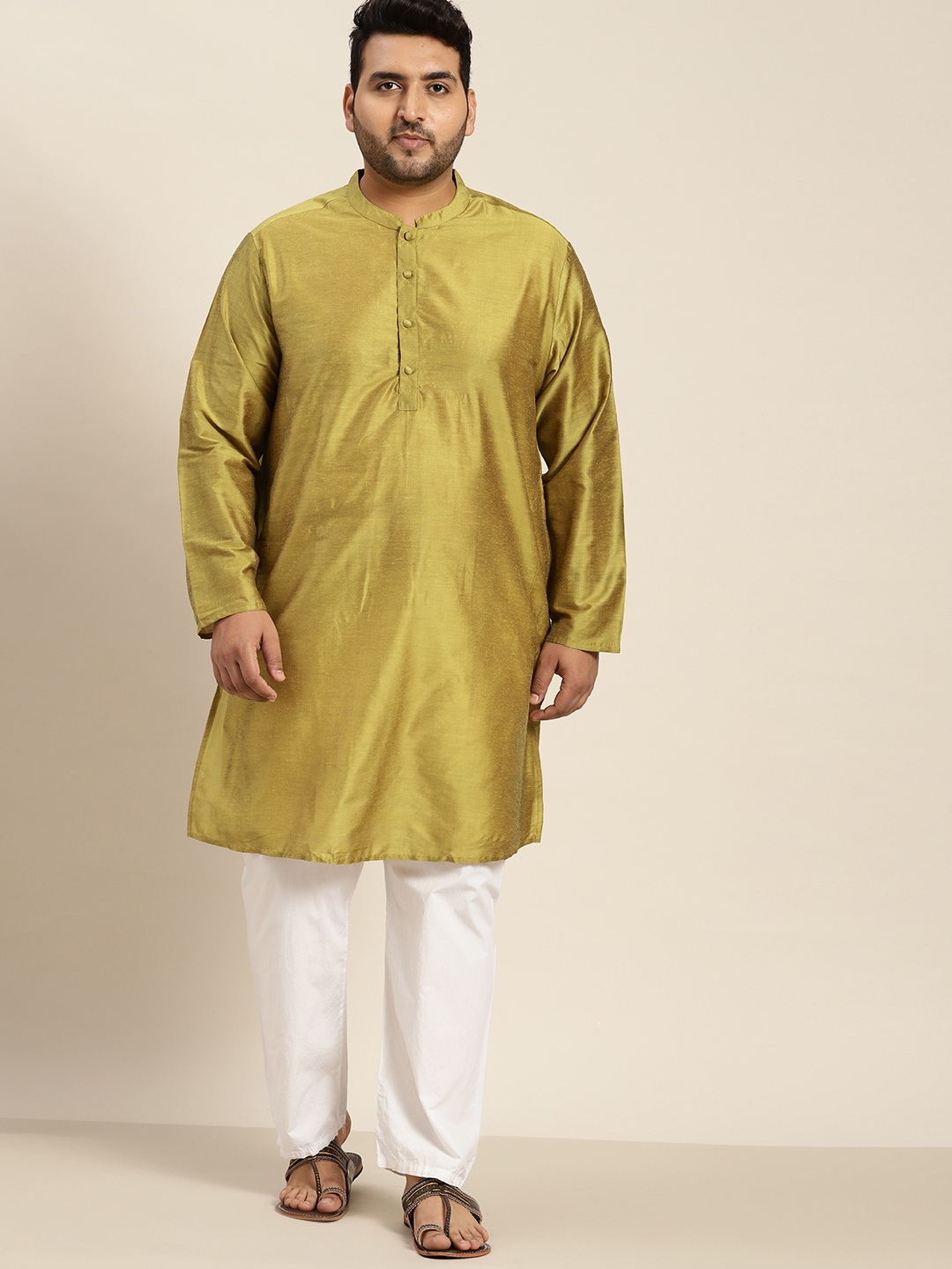 

Sztori Men Plus Size Mustard Yellow Solid Festive Kurta