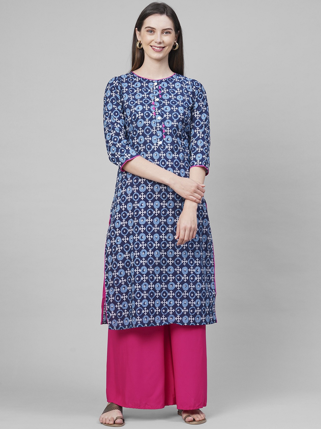 

KALINI Women Blue & Pink Printed Kurta