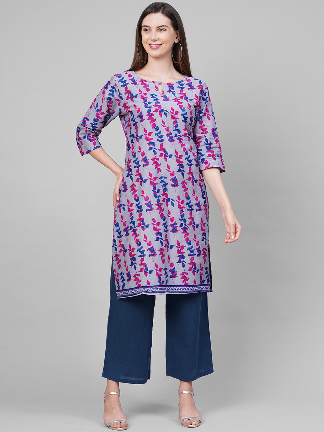 

KALINI Women Purple Floral Printed Kurta