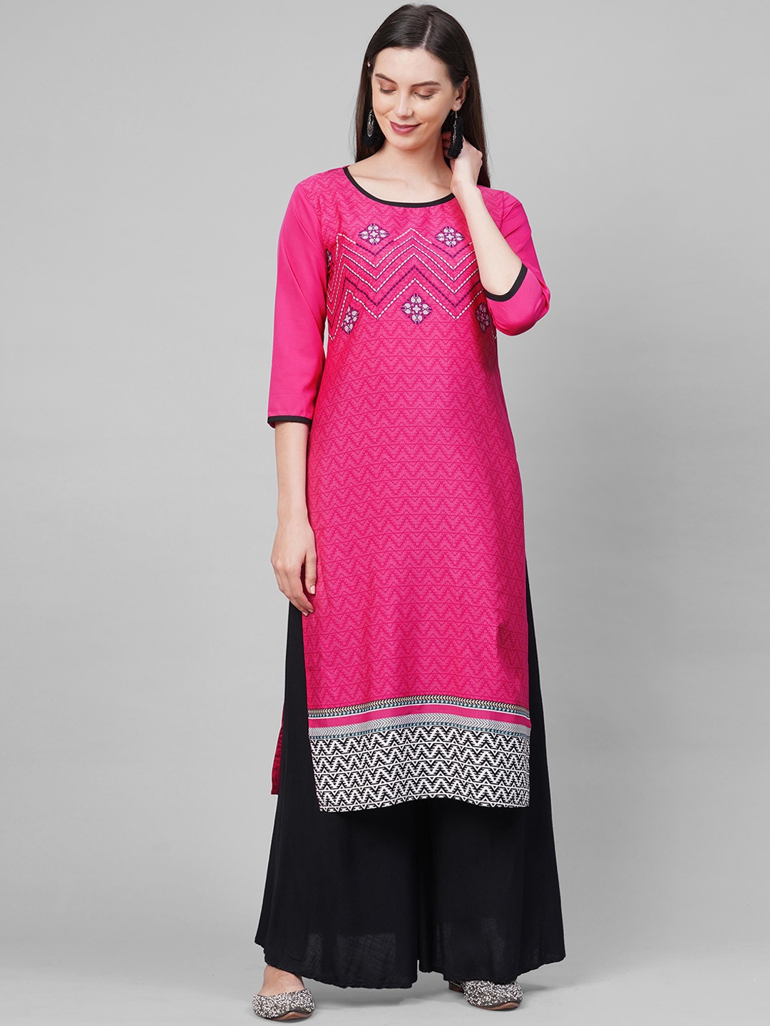 

KALINI Women Pink Ethnic Motifs Straight Kurta