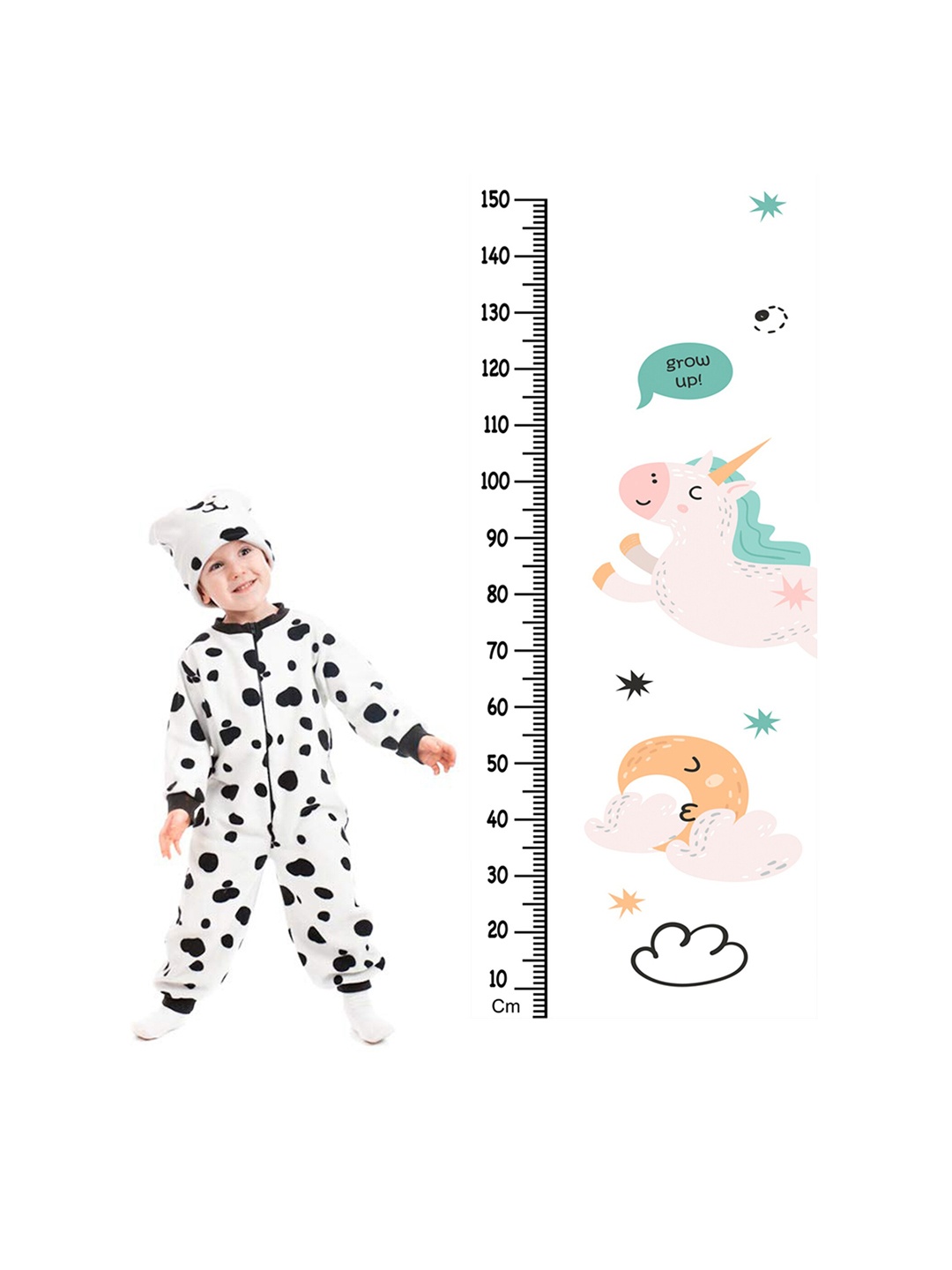 

WENS Multicoloured Cute Unicorn Height Measurement Removable Wall Sticker, Multi