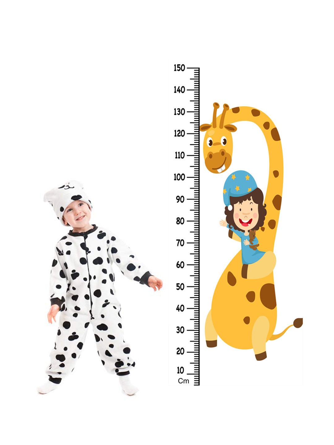 

WENS Multicoloured Cute Cartoon Height Measurement Removable Wall Sticker, Multi