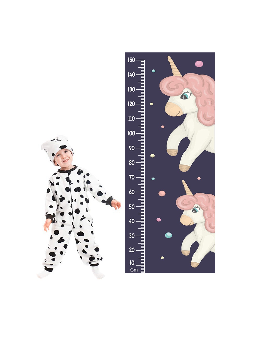 

WENS Multicoloured Unicorn Height Measurement Removable Wall Sticker, Multi