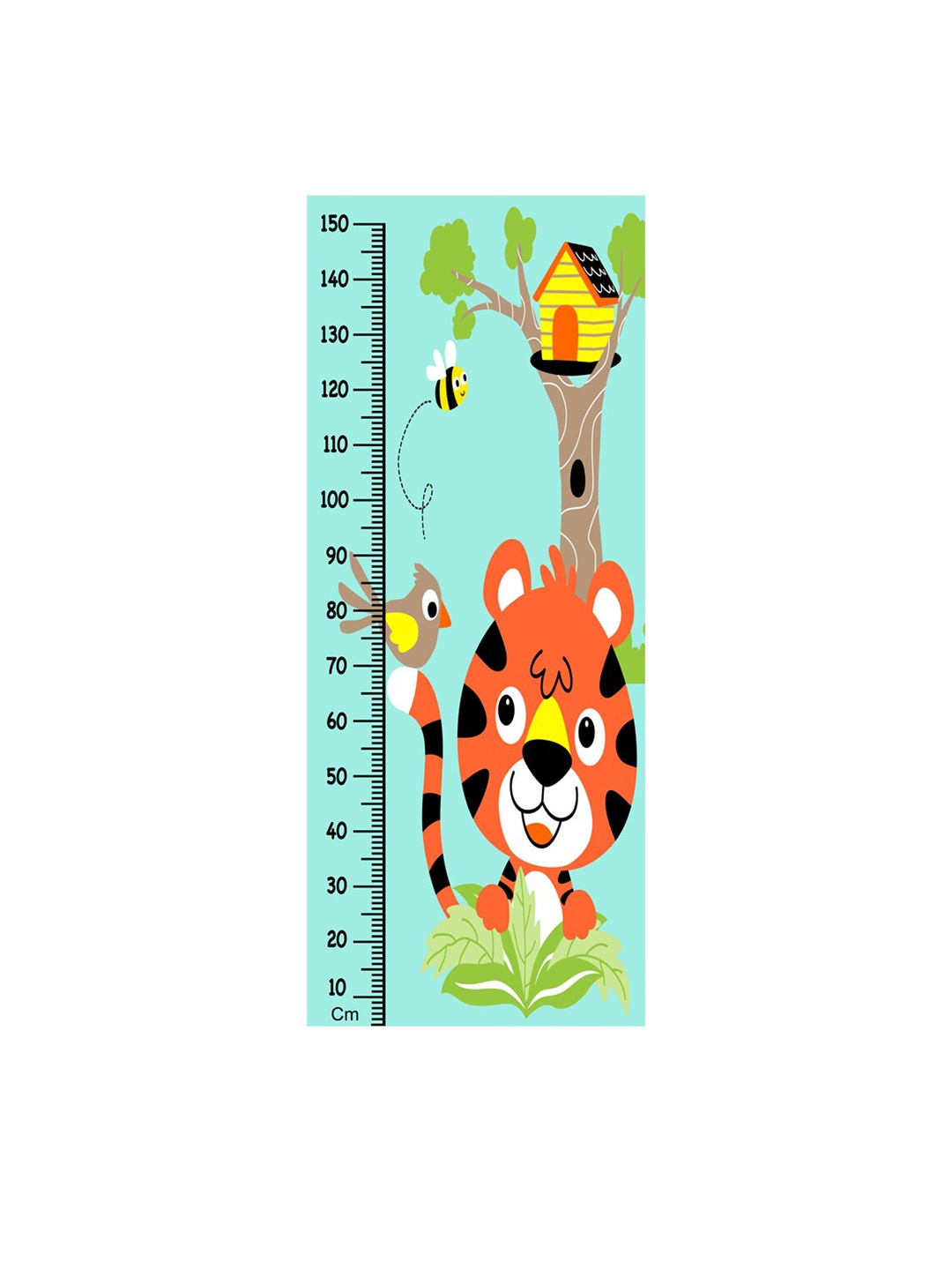 

WENS Multicoloured Cute Animals Height Measurement Removable Wall Sticker, Multi
