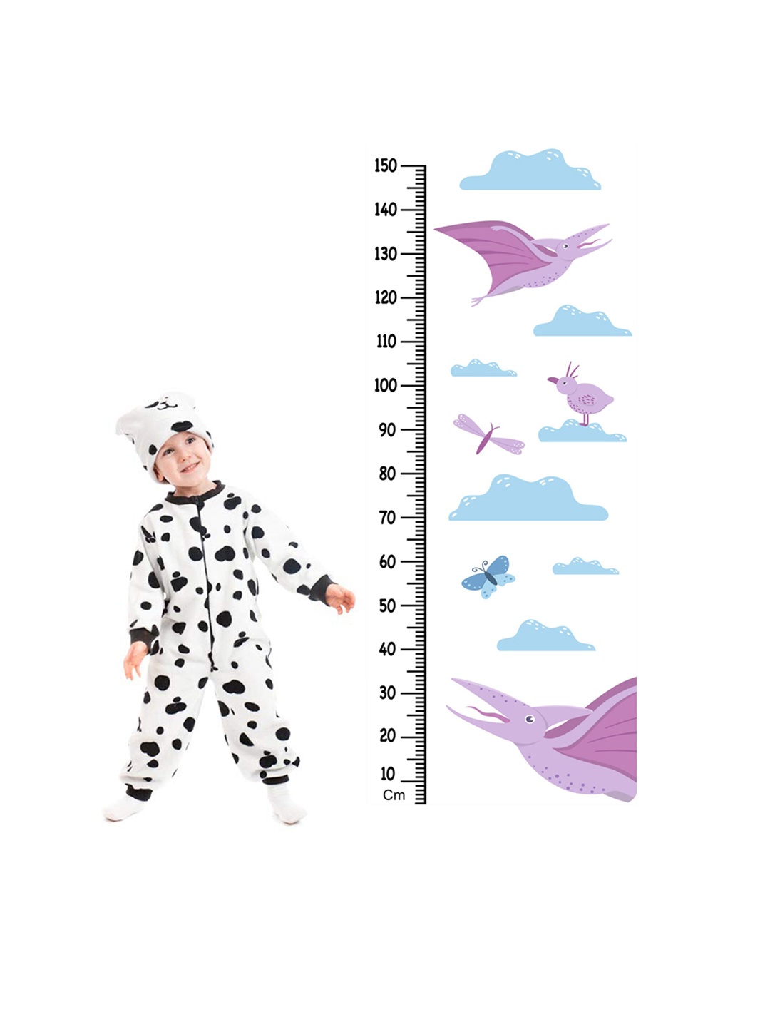 

WENS White & Purple Dino Height Measurement Removable Wall Sticker