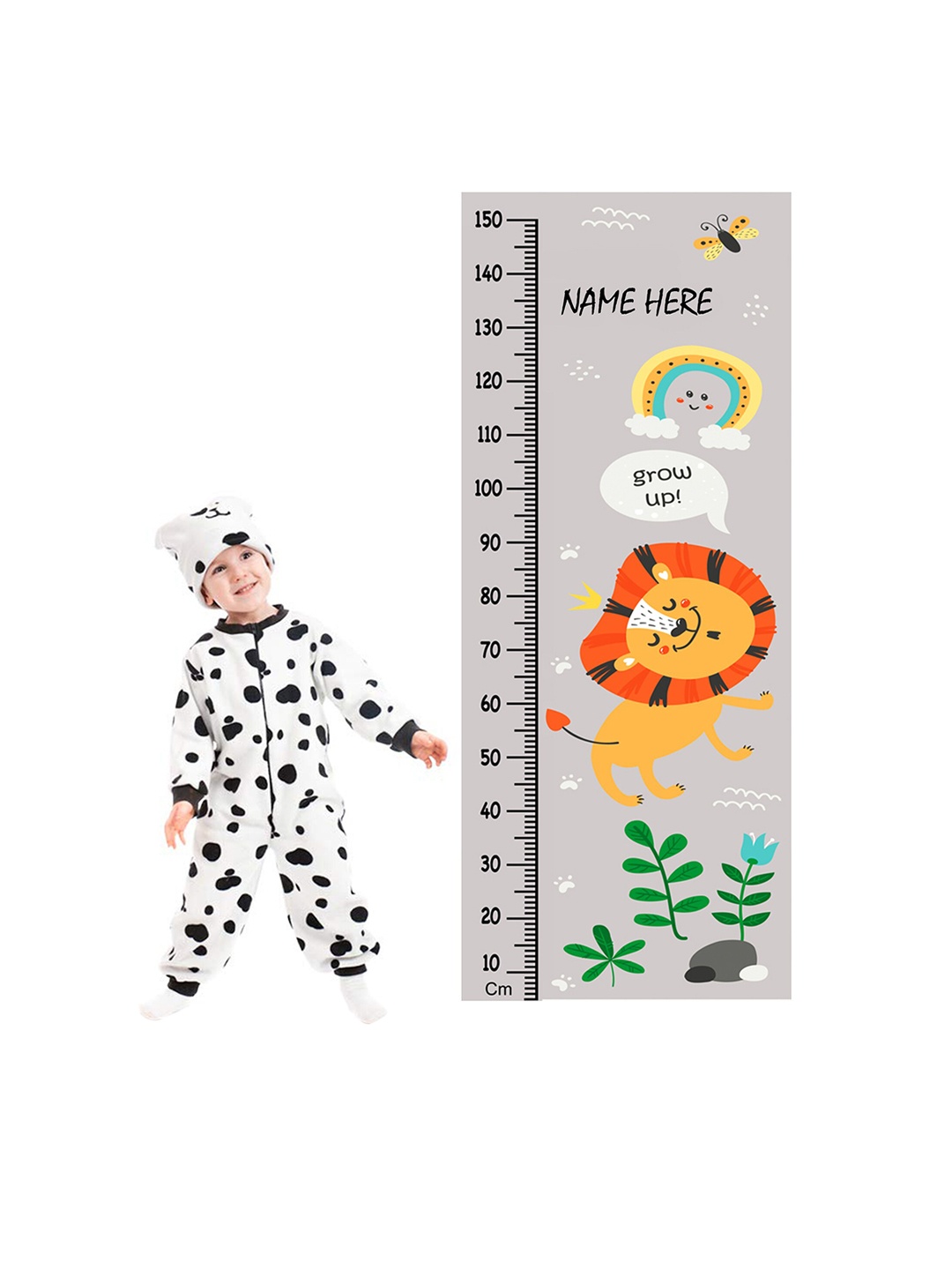 

WENS Multicoloured Cute Lion Height Measurement Removable Wall Sticker, Multi