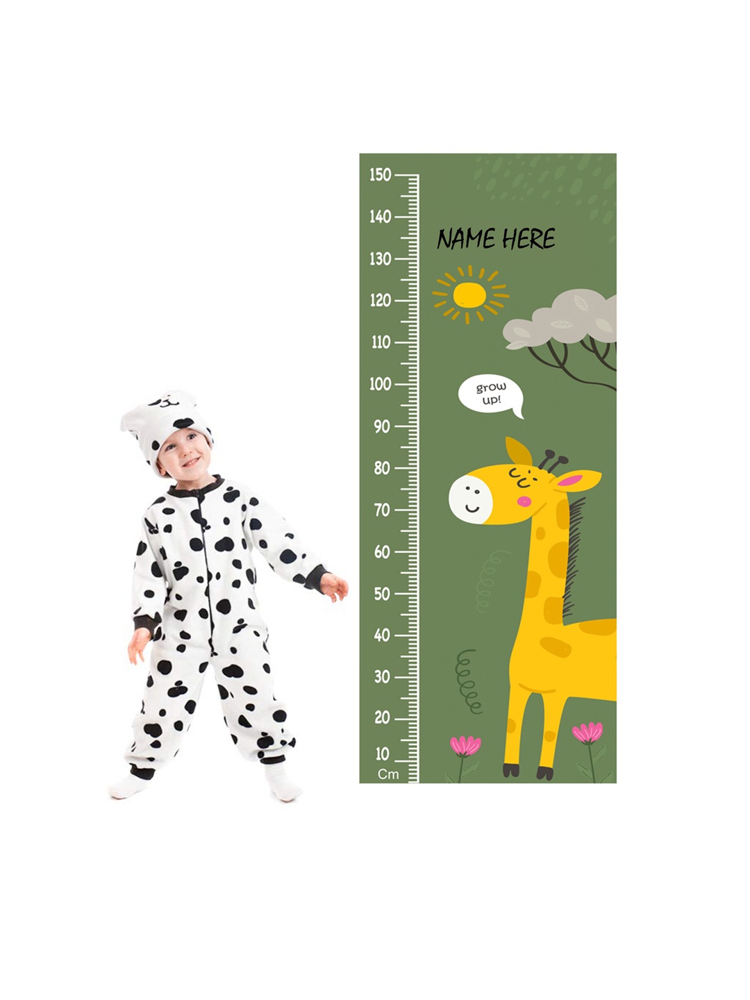 

WENS Cute Giraffe Height Measurement Removable Wall Sticker, Grey