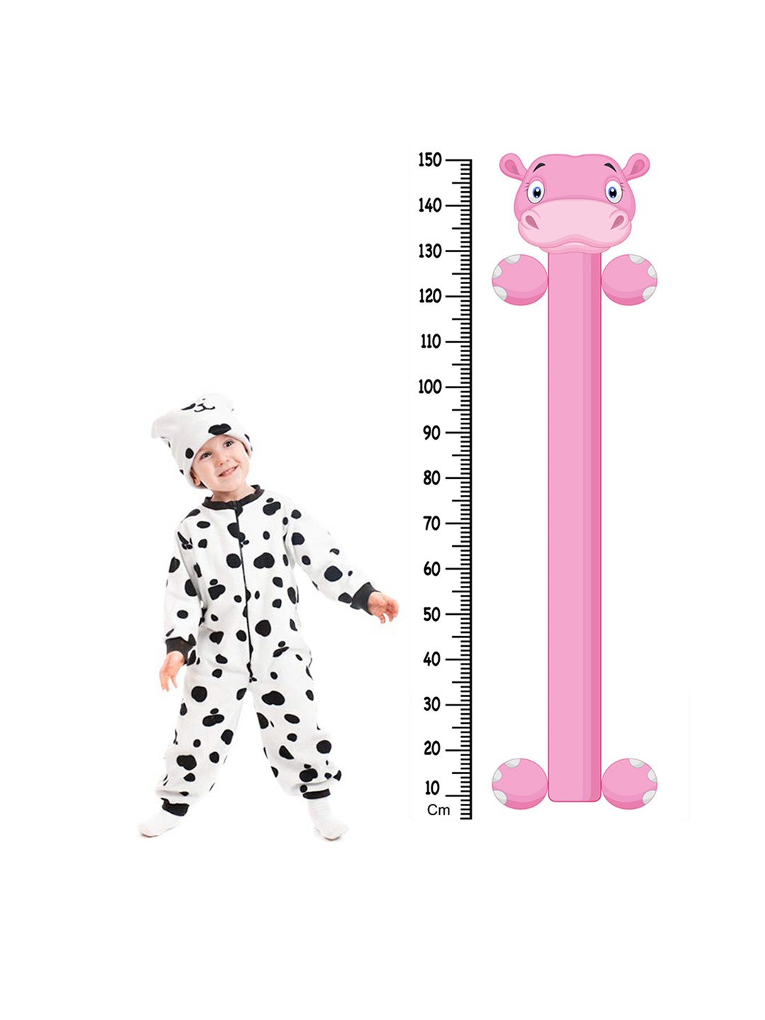 

WENS Hippo Cartoon Height Measurement Removable Wall Sticker, Pink