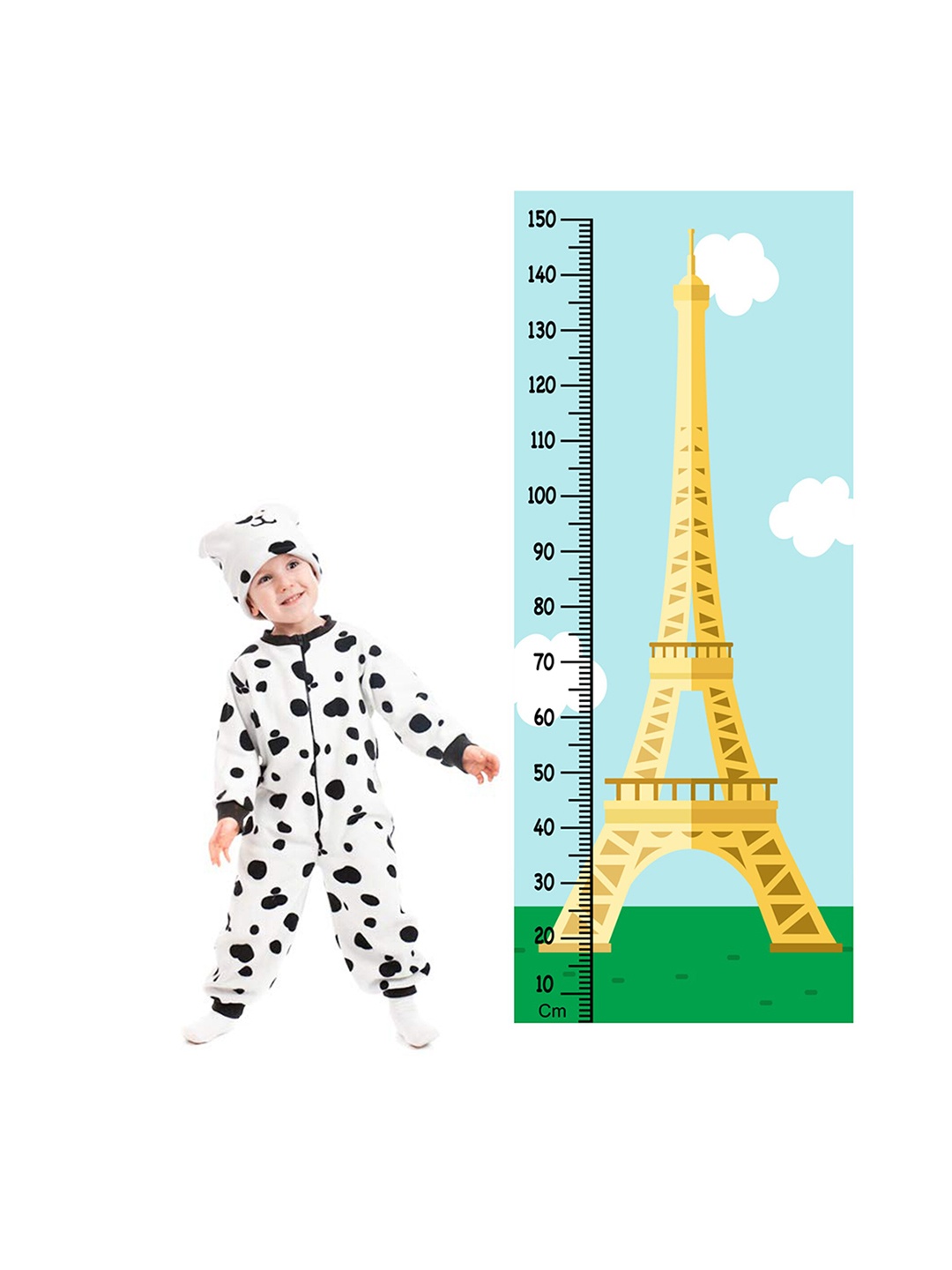 

WENS Eiffel Tower Height Measurement Removable Wall Sticker, Blue