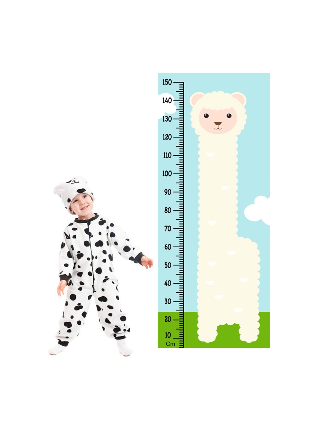 

WENS Cute Sheep Height Measurement Removable Wall Sticker, Blue