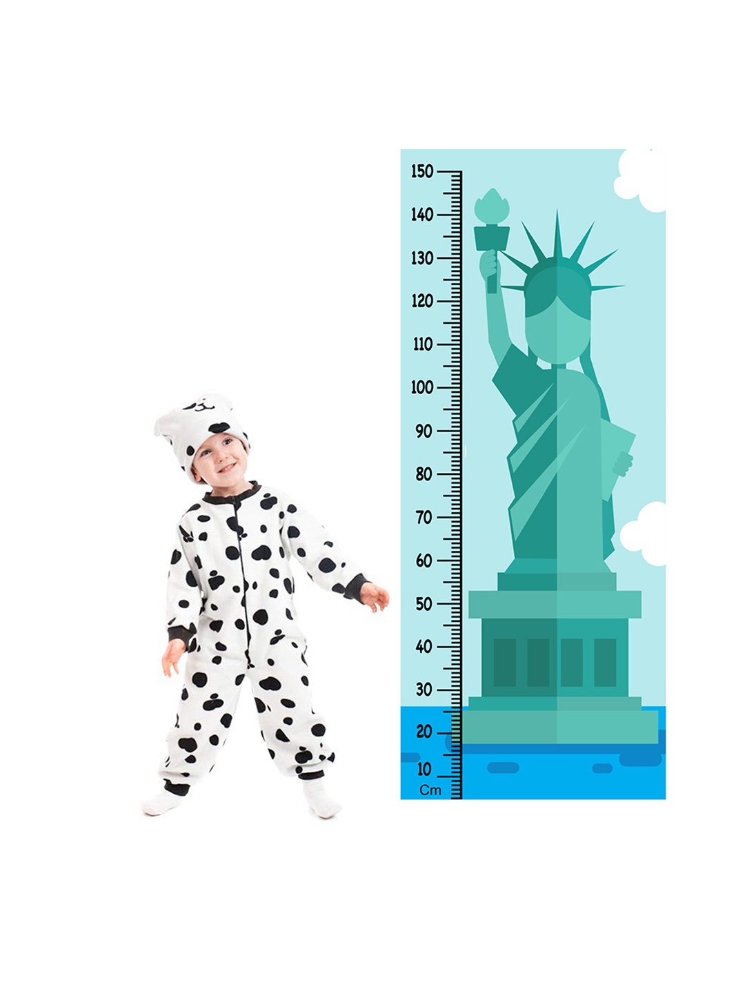

WENS Statue Of Liberty Height Measurement Removable Wall Sticker, Blue