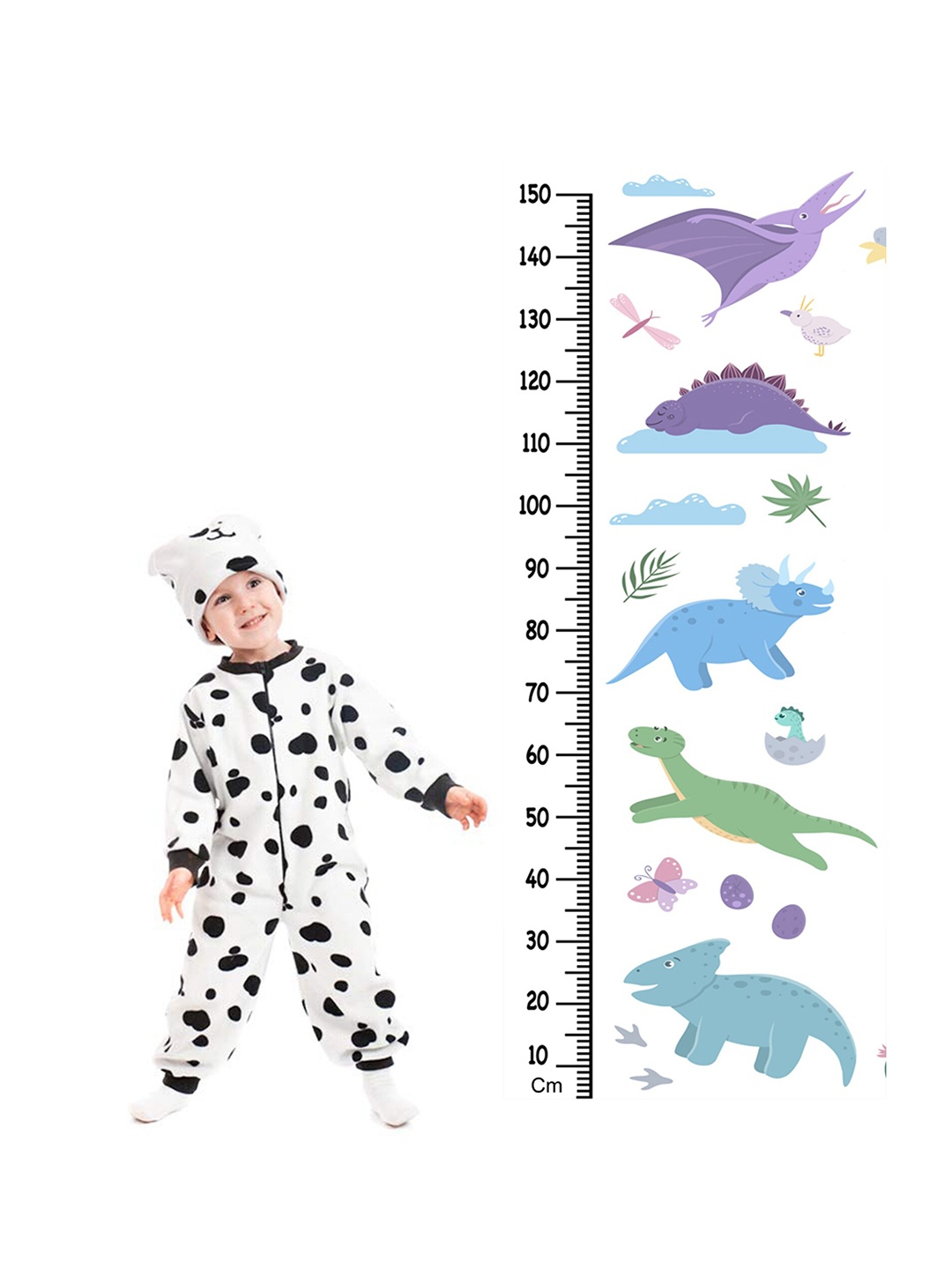 

WENS Dino World Height Measurement Removable Wall Sticker, Turquoise blue