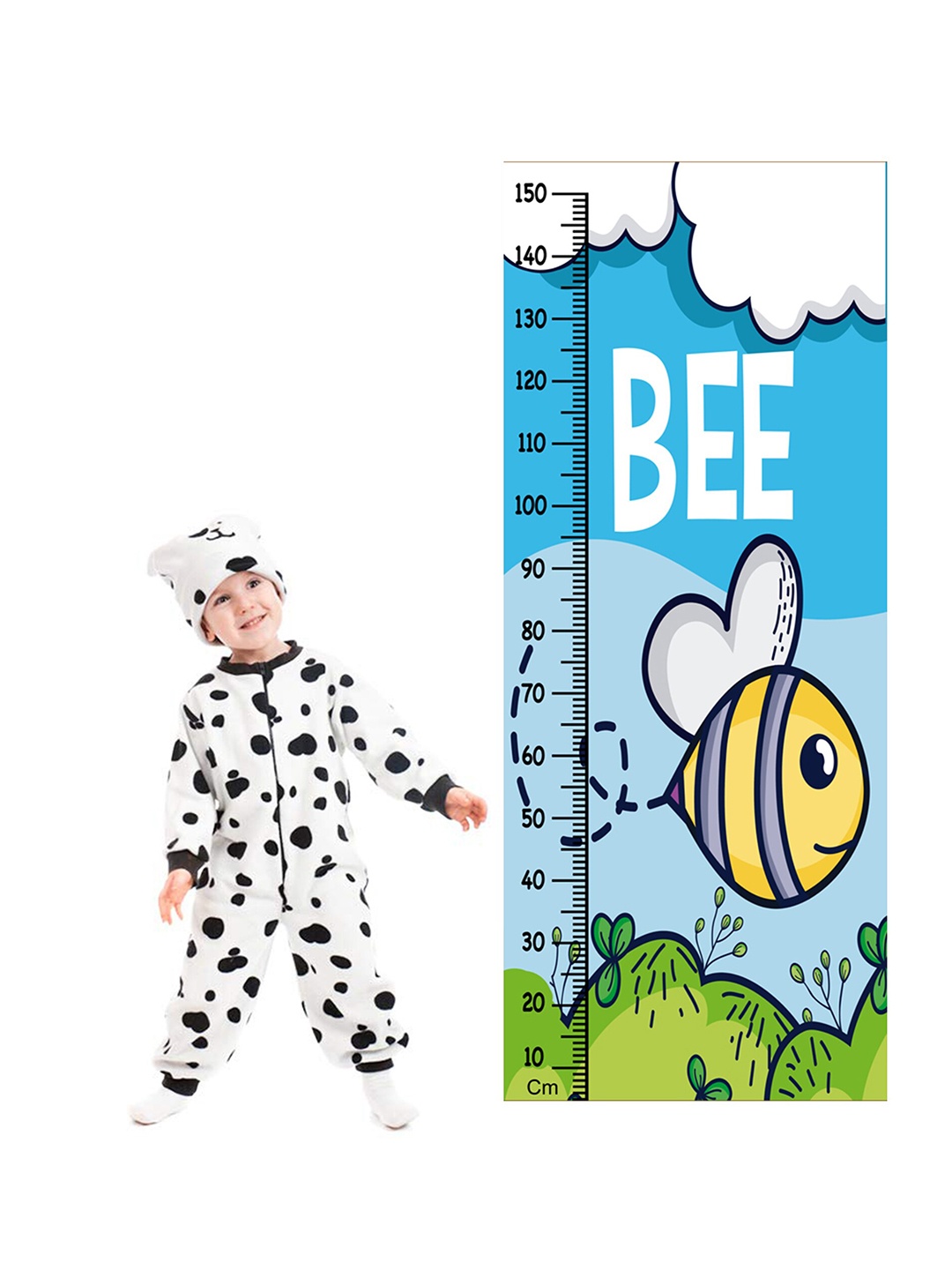 

WENS Cute Bee Height Measurement Removable Wall Sticker, Blue