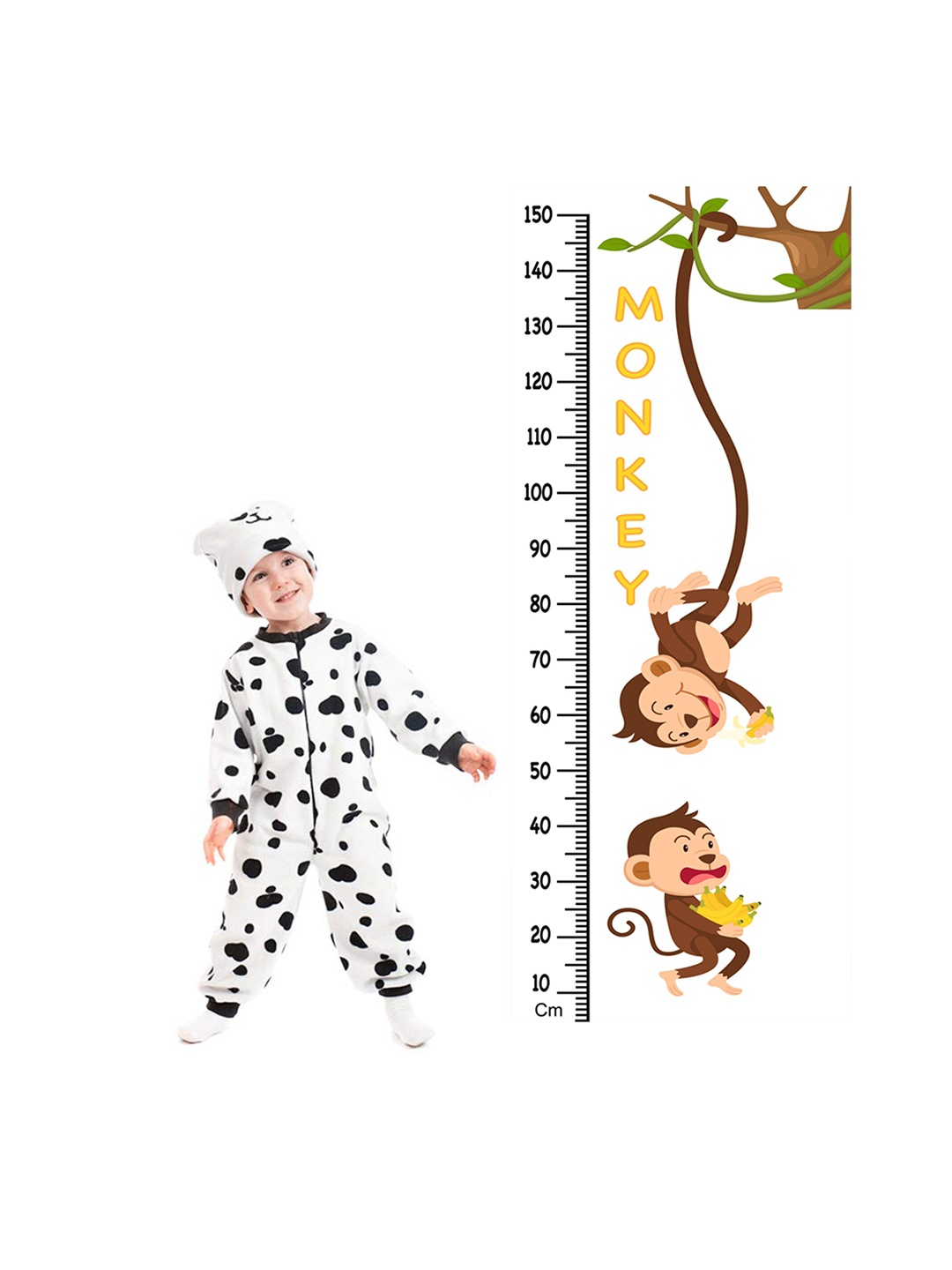 

WENS Cute Monkeys Height Measurement Removable Wall Sticker, Green