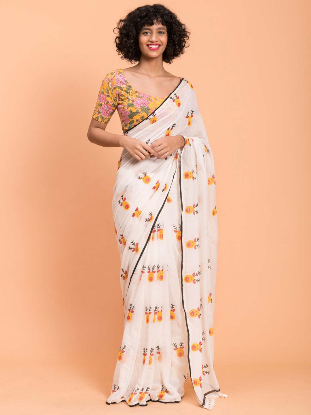 

Suta White & Yellow Printed Saree