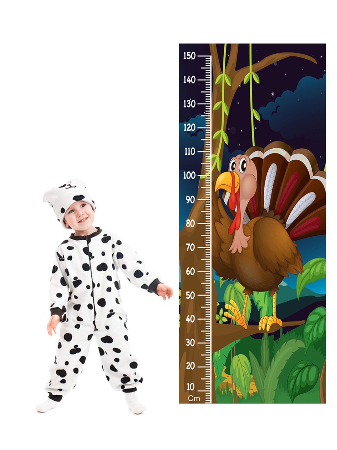 

WENS Cartoon Turkey Height Measurement Removable Wall Sticker, Green