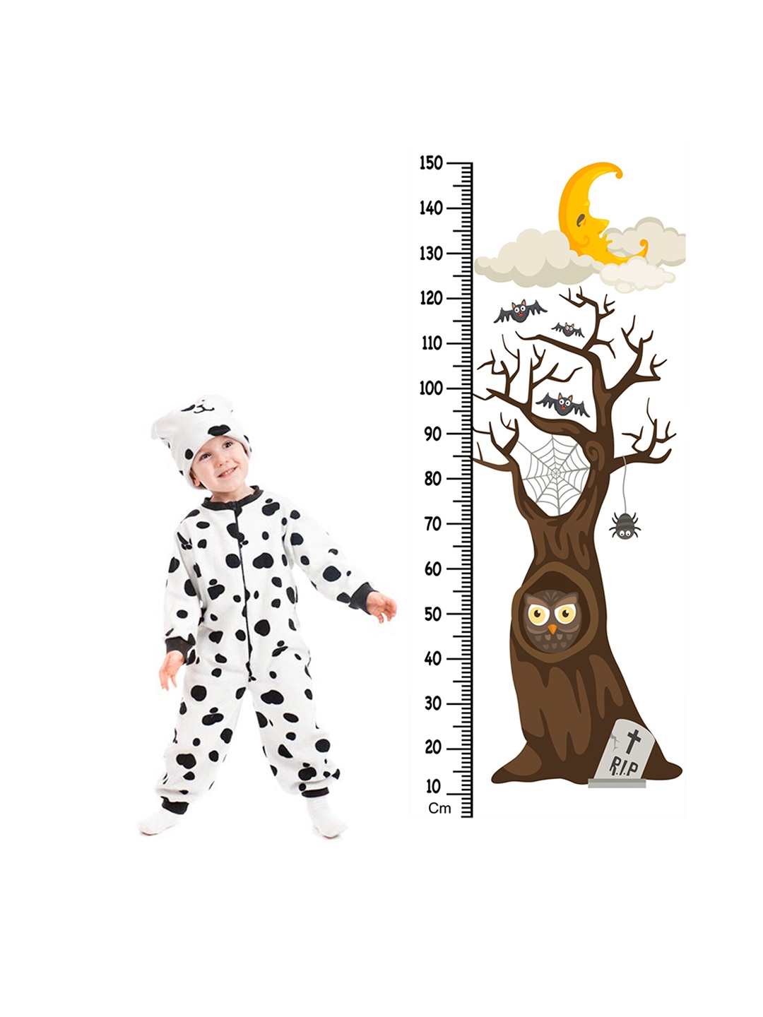 

WENS Halloween Tree Height Measurement Removable Wall Sticker, Brown