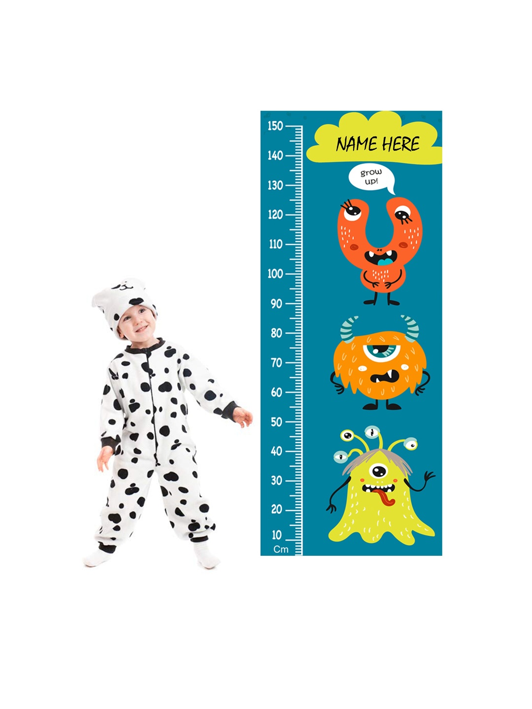 

WENS Monster Club Height Measurement Removable Wall Sticker, Blue