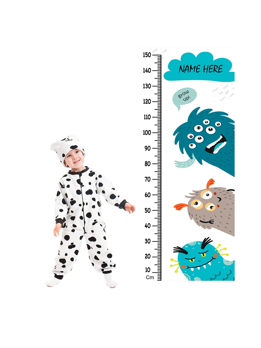 

WENS Monster Gang Height Measurement Removable Wall Sticker, Blue