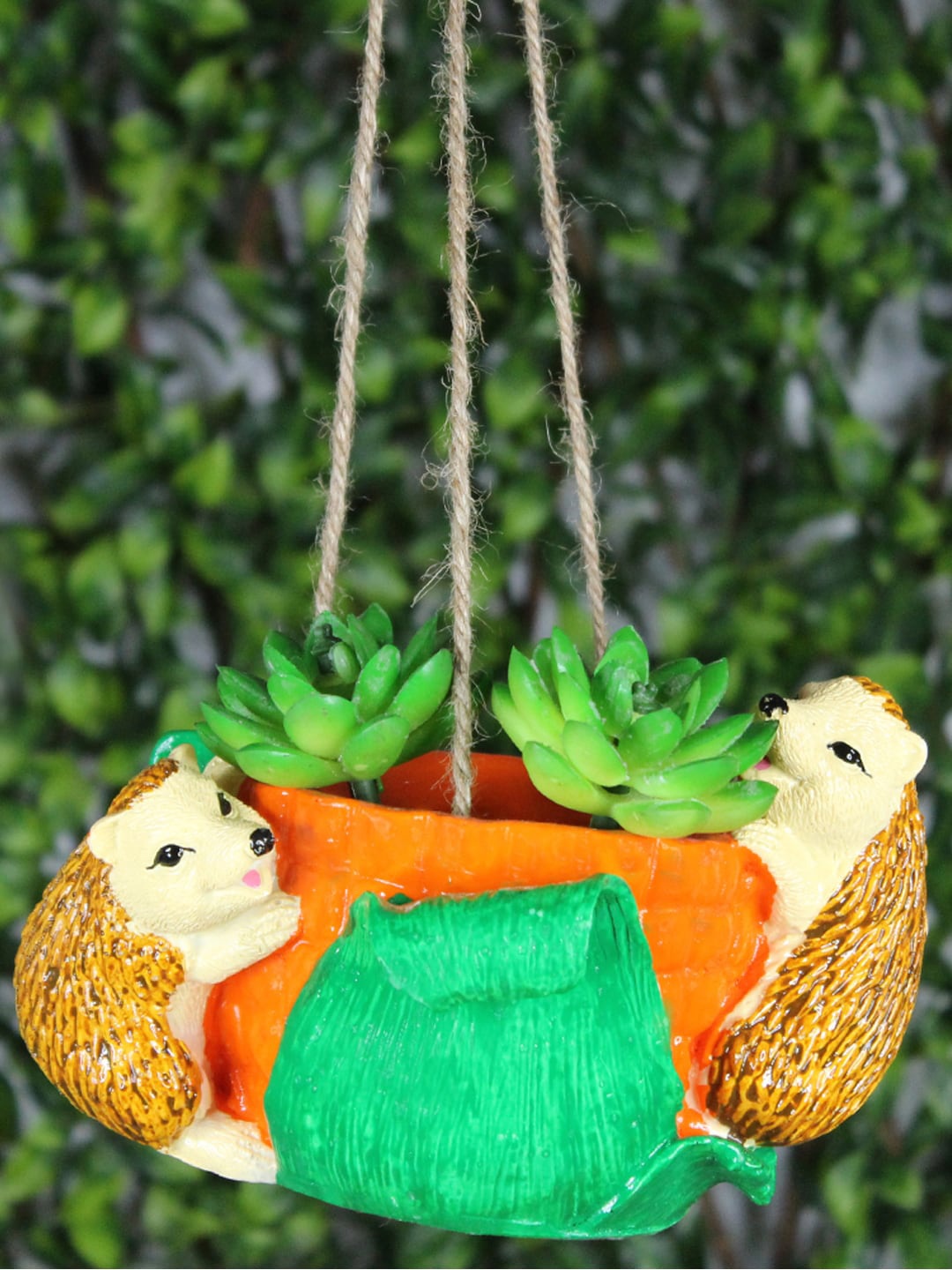 

Wonderland Handmade Resin Hedgehog Shape Succulent Flowerpot, Green
