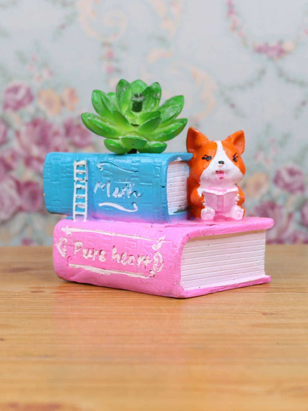 

Wonderland Cute Corgi Dog Reading Book Succulent Pot, Blue