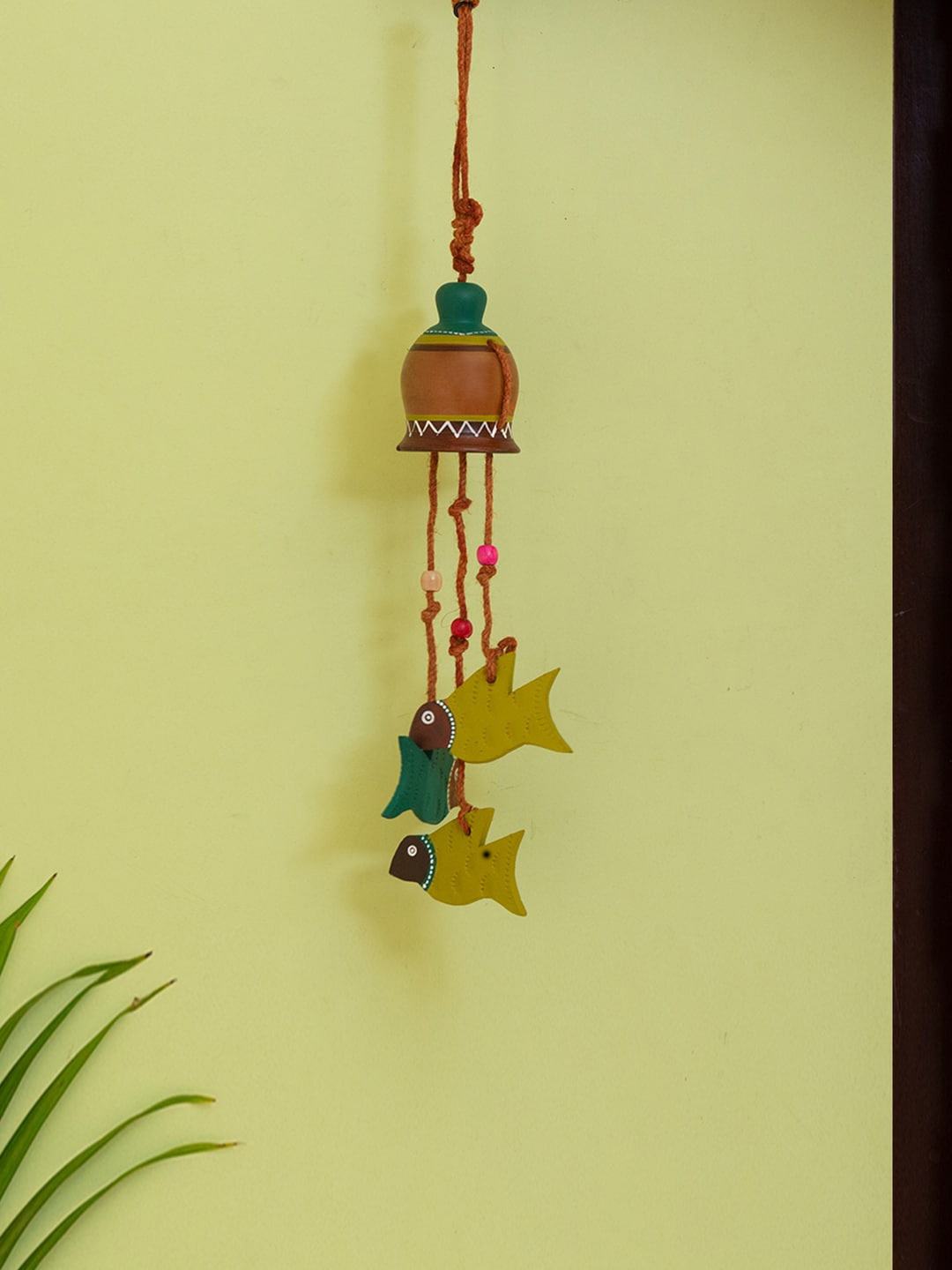 

Exclusive Lane Brown & Green Hand-Painted Terracotta Wind Chime