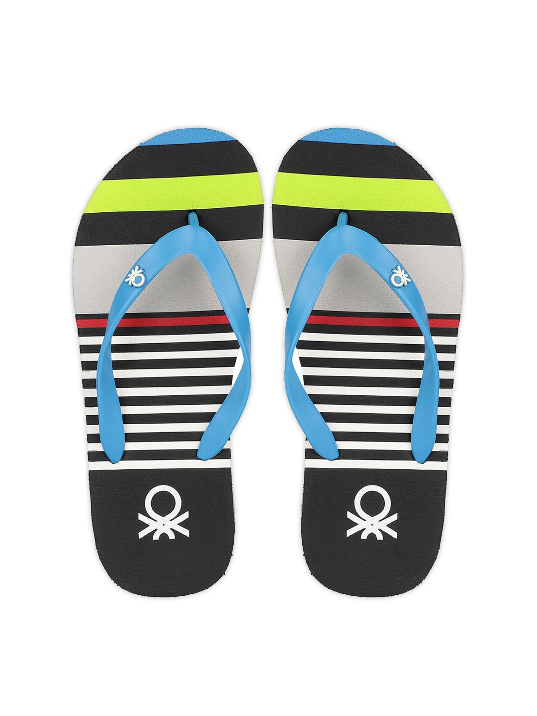 

United Colors of Benetton Men Blue & Yellow Colourblocked Rubber Thong Flip-Flops