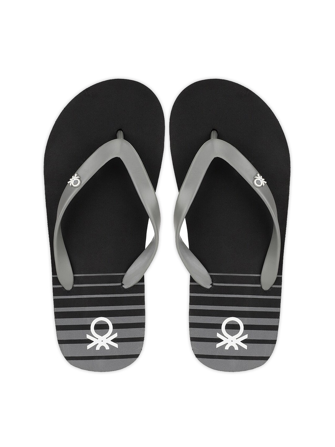 

United Colors of Benetton Men Grey & Black Printed Rubber Thong Flip-Flops