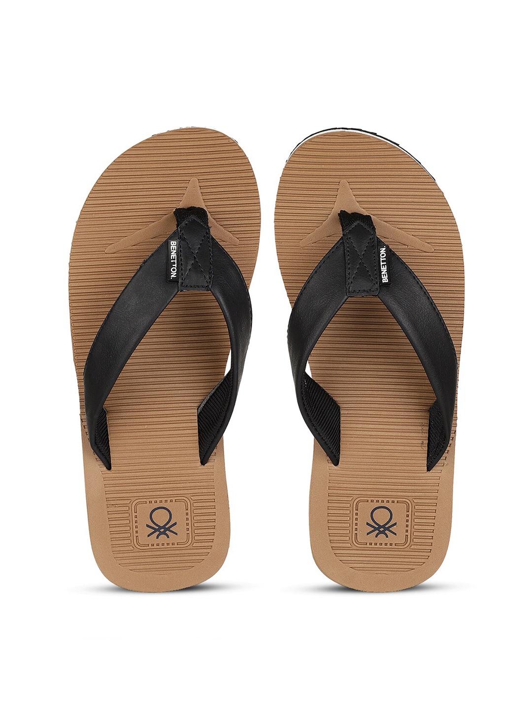 

United Colors of Benetton Men Black & Beige Rubber Thong Flip-Flops