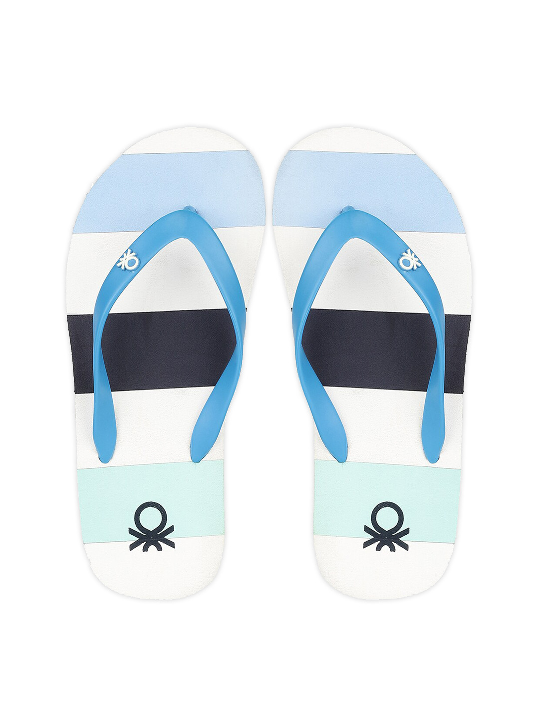 

United Colors of Benetton Men Blue & White Colourblocked Rubber Thong Flip-Flops