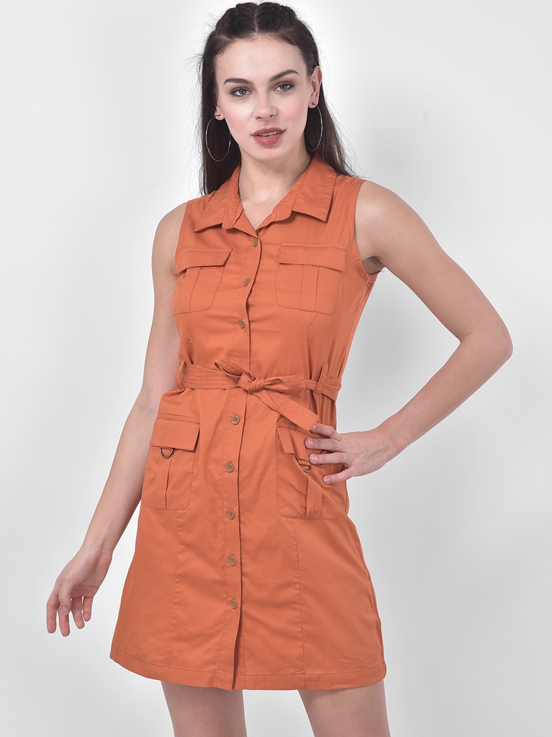 

Latin Quarters Rust & copper Shirt Dress