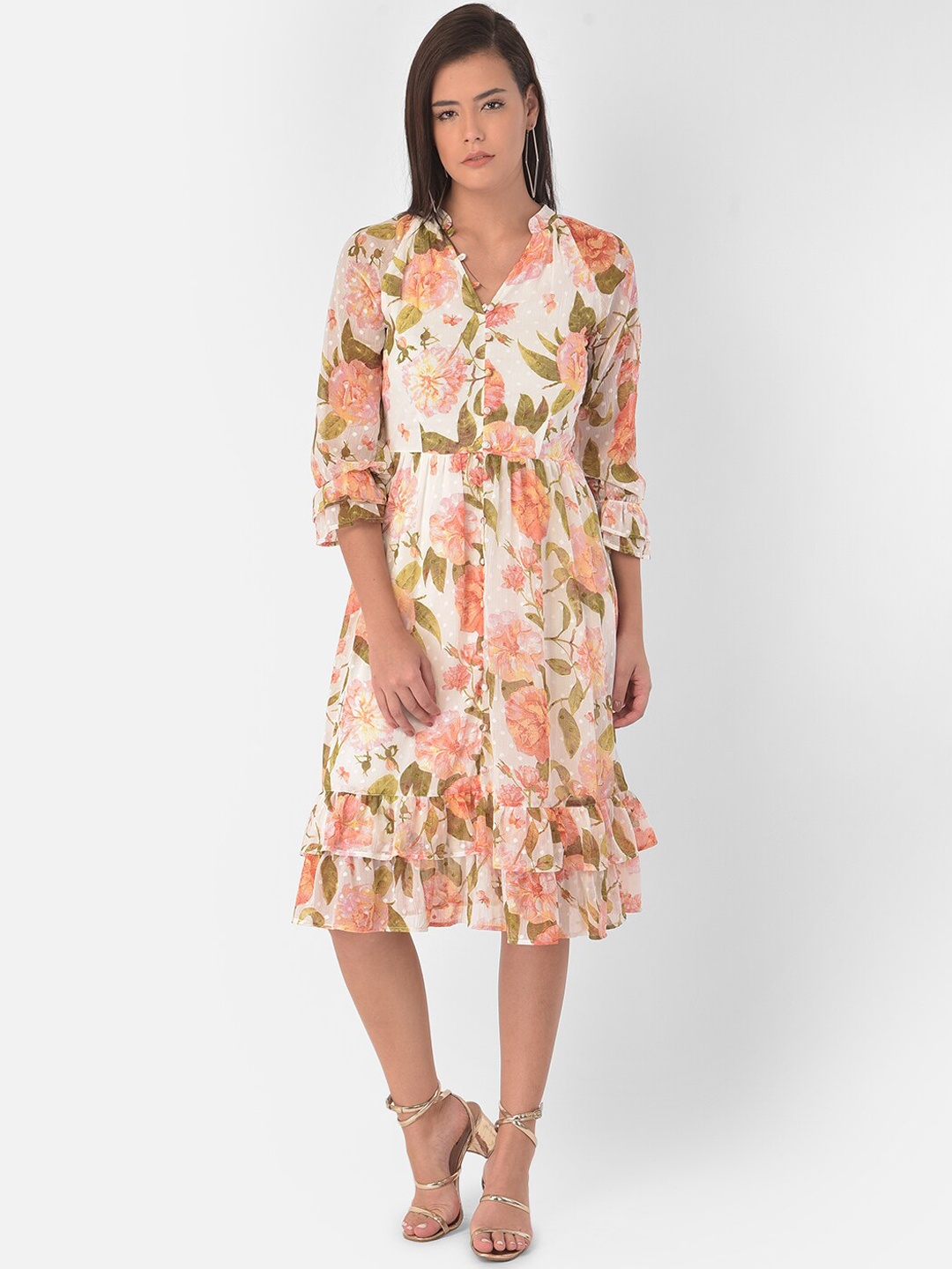 

Latin Quarters White Floral Midi Dress