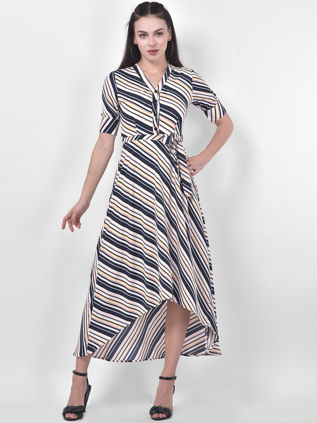 

Latin Quarters Off White Striped Maxi Dress