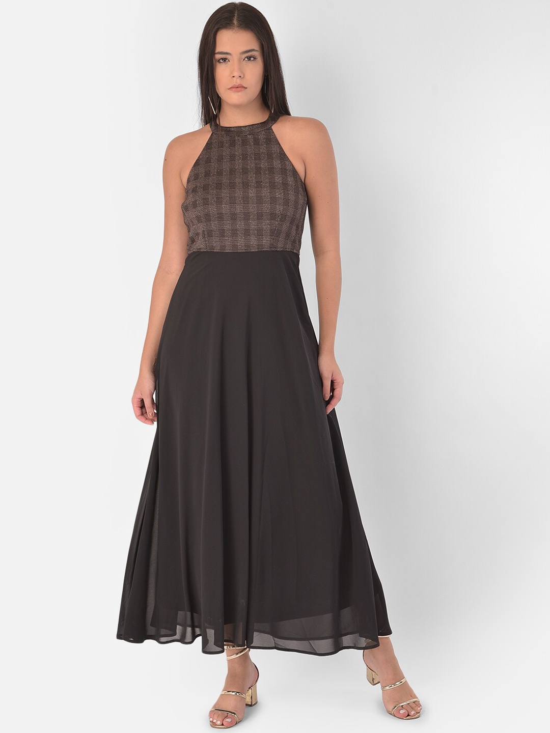 

Latin Quarters Black & after dark Checked Maxi Dress