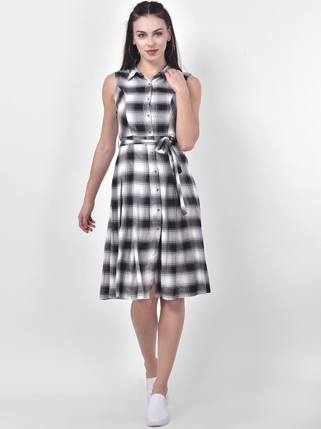 

Latin Quarters Black & White Checked T-shirt Dress