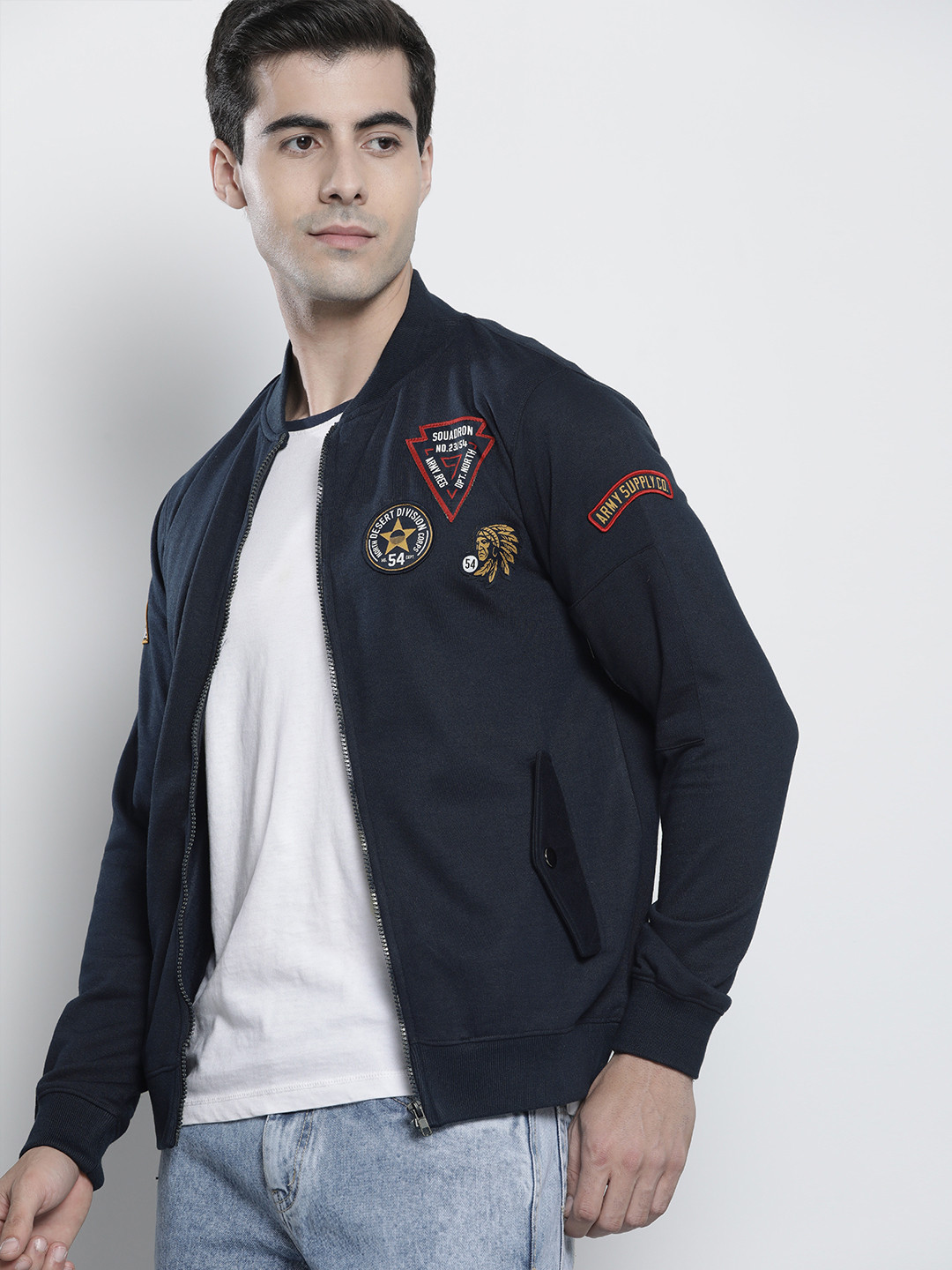 

The Indian Garage Co Men Navy Blue Applique Detail Sweatshirt