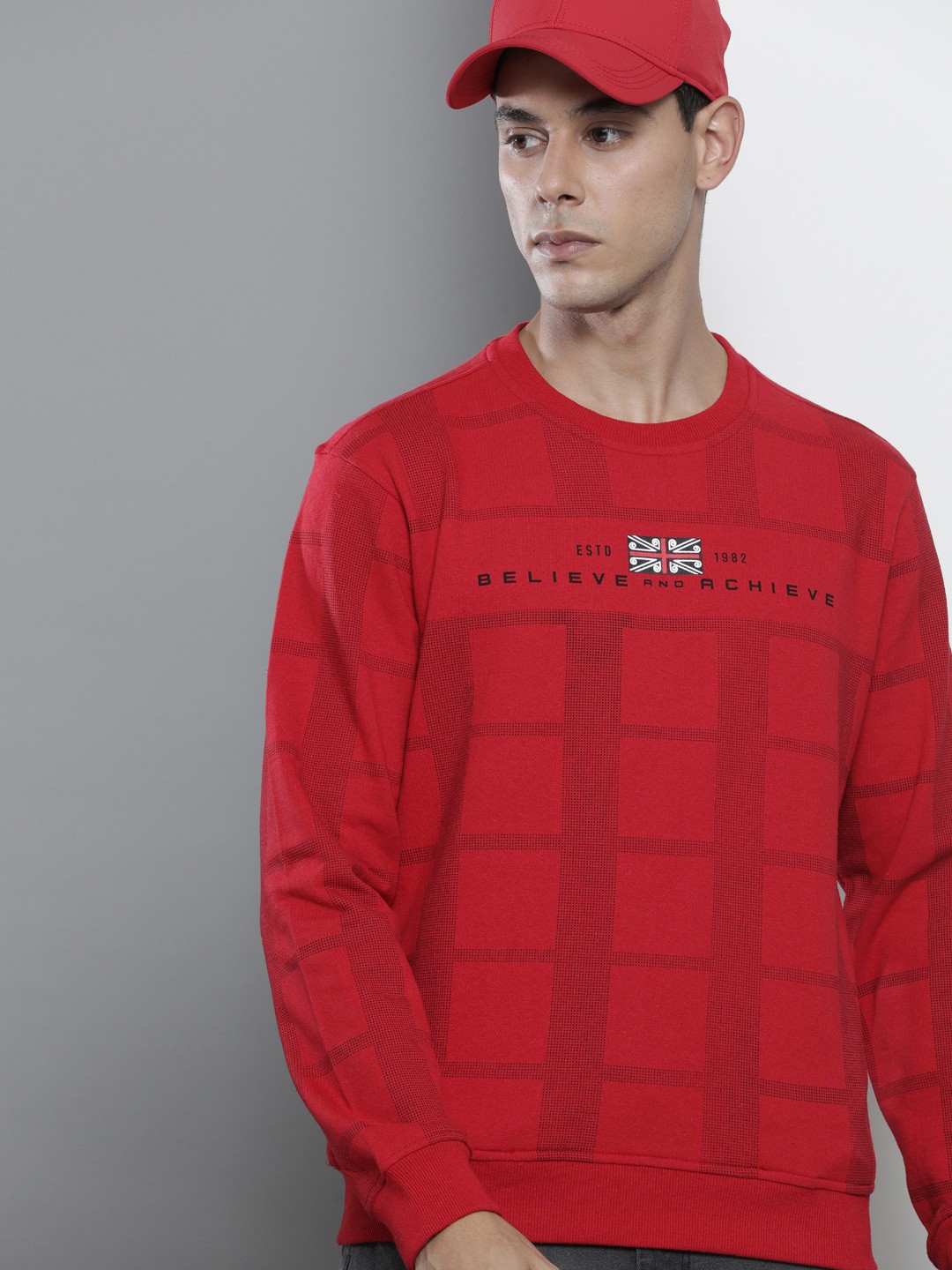 

The Indian Garage Co Men Red Checked Sweatshirt