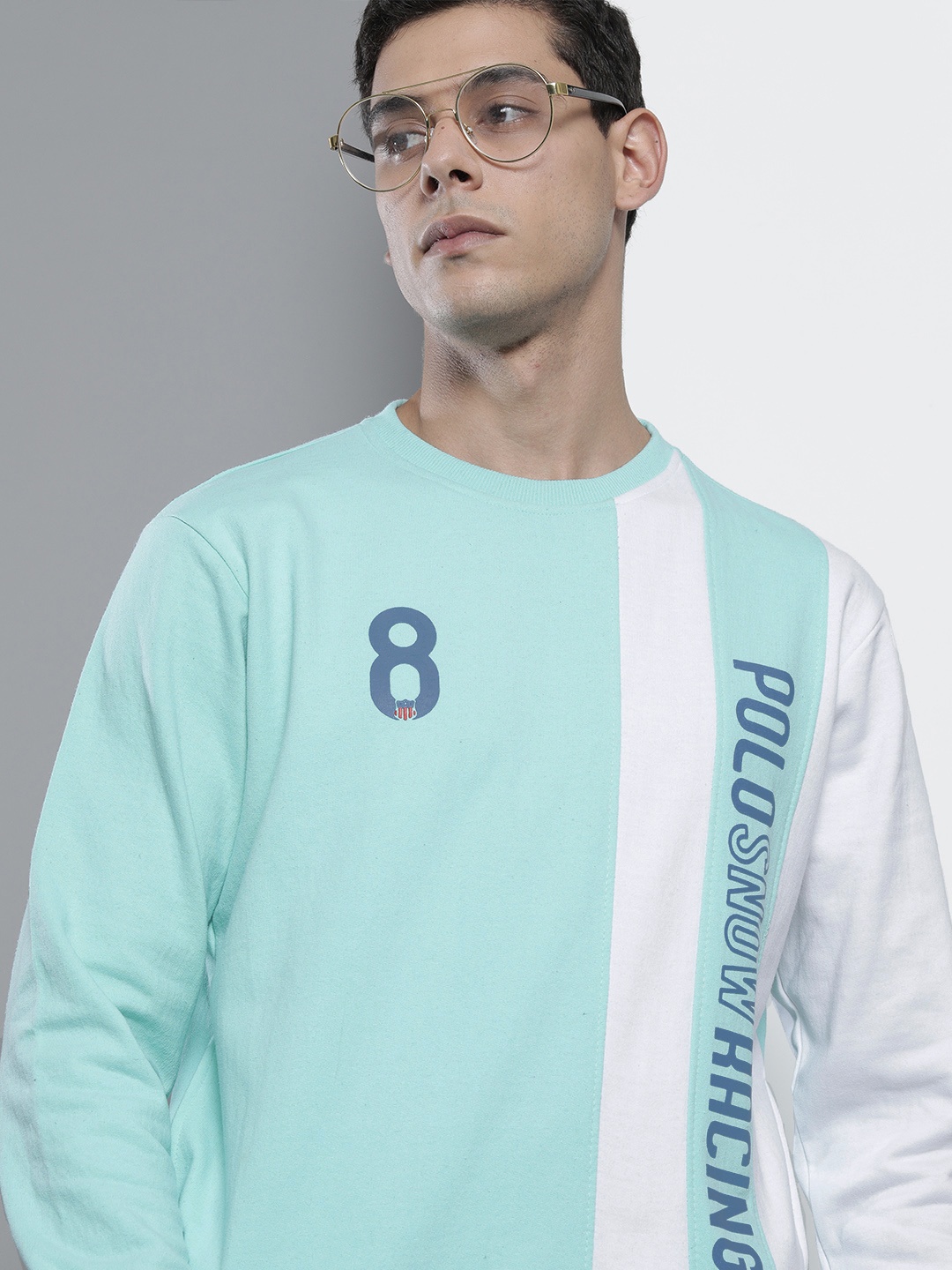 

The Indian Garage Co Men Blue Colourblocked Sweatshirt